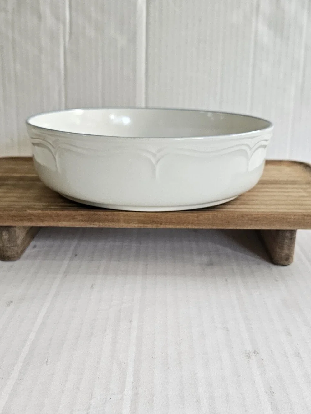 Vintage Covington Edition Avondale Stoneware Bowl Round Floral Off White Blue